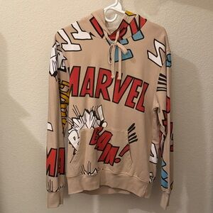 Marvel Comic Burst Hoodie with Red and Blue Accents